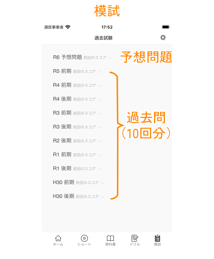 模試の画面